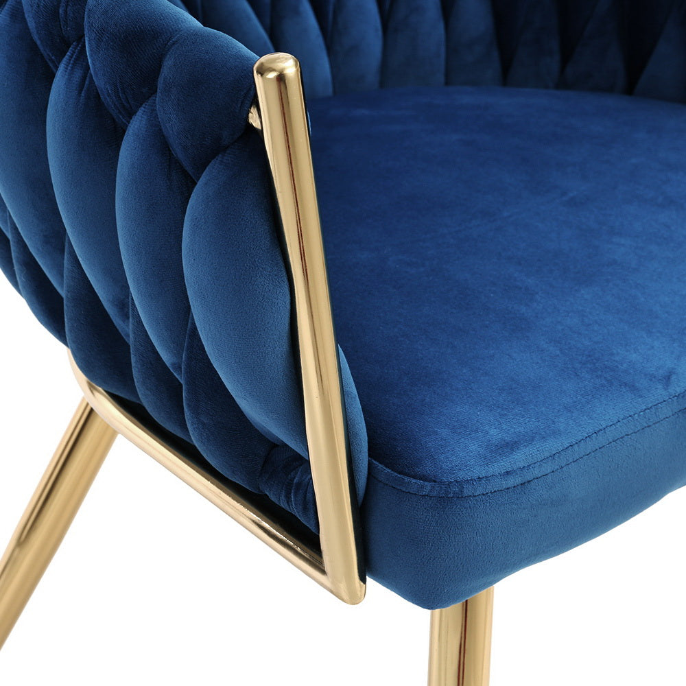 Arm Chairs & Recliners: Artiss Dining Chair Velvet Weaving Armchair Blue