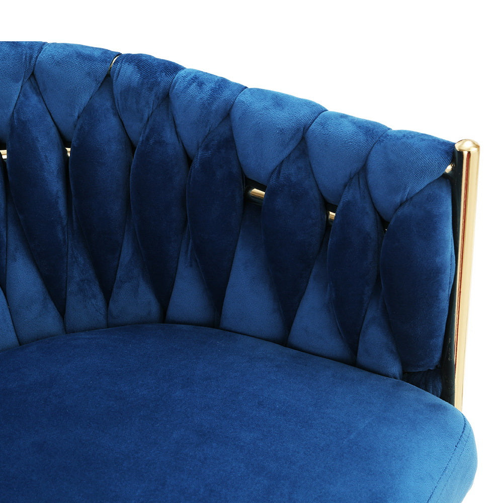 Arm Chairs & Recliners: Artiss Dining Chair Velvet Weaving Armchair Blue