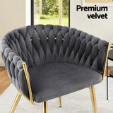 1 Set of 2 Artiss Dining Chairs Velvet Armchair Grey