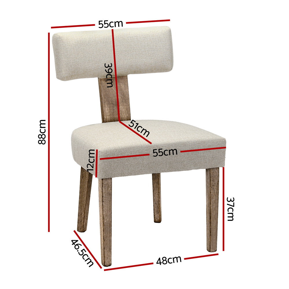 Kitchen & Dining Chairs: Artiss Dining Chairs Set of 4 Linen Fabric Wooden Beige