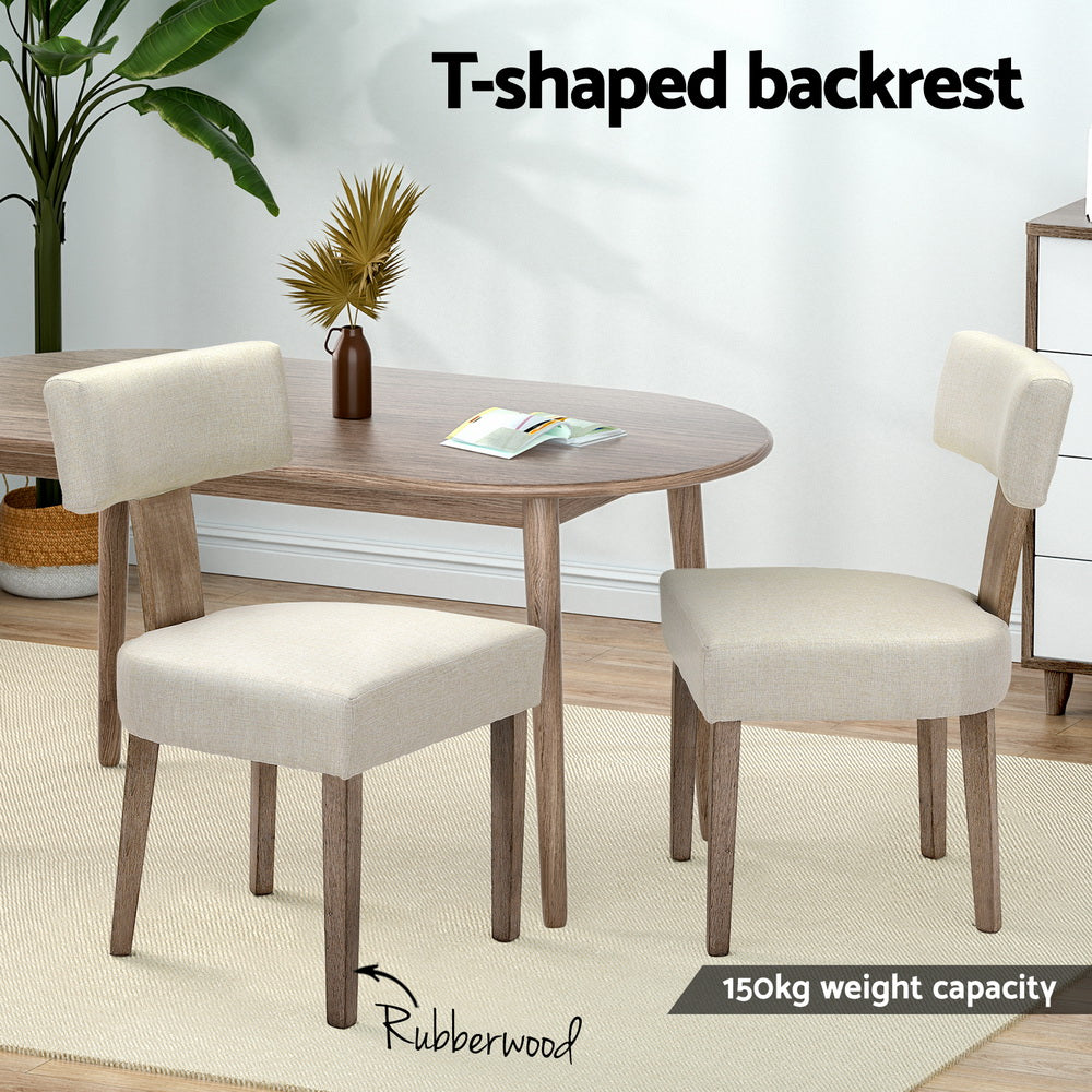 Kitchen & Dining Chairs: Artiss Dining Chairs Set of 4 Linen Fabric Wooden Beige