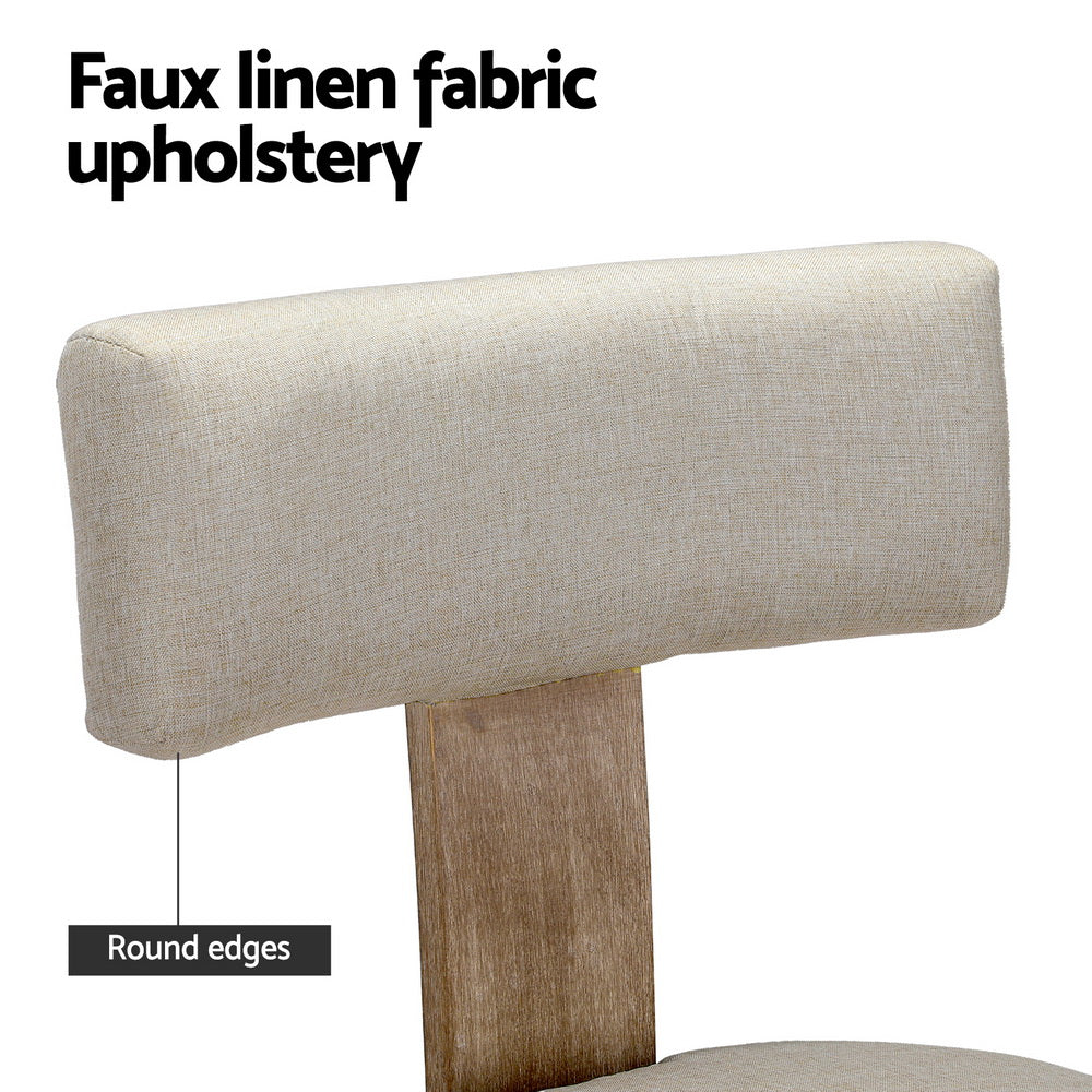 Kitchen & Dining Chairs: Artiss Dining Chairs Set of 4 Linen Fabric Wooden Beige
