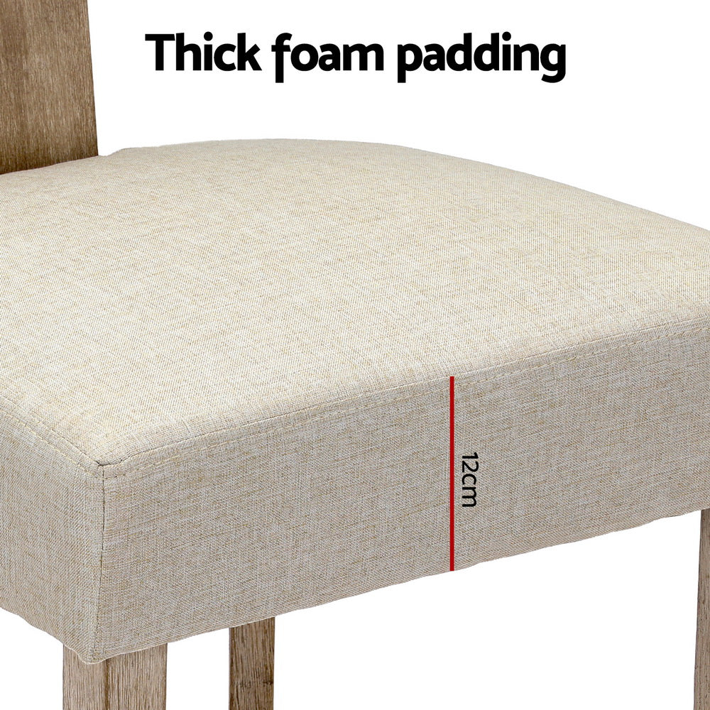 Kitchen & Dining Chairs: Artiss Dining Chairs Set of 4 Linen Fabric Wooden Beige