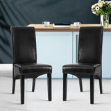 Table & Bar Stools: Artiss Dining Chairs Set of 2 Leather Parsons Chair Black