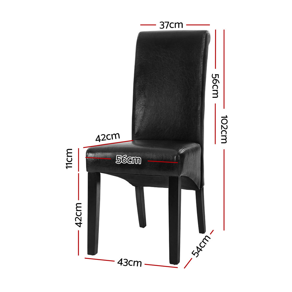 Table & Bar Stools: Artiss Dining Chairs Set of 2 Leather Parsons Chair Black