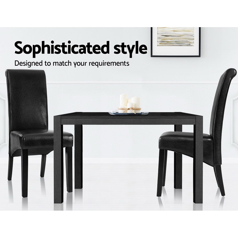 Table & Bar Stools: Artiss Dining Chairs Set of 2 Leather Parsons Chair Black
