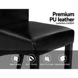 Table & Bar Stools: Artiss Dining Chairs Set of 2 Leather Parsons Chair Black