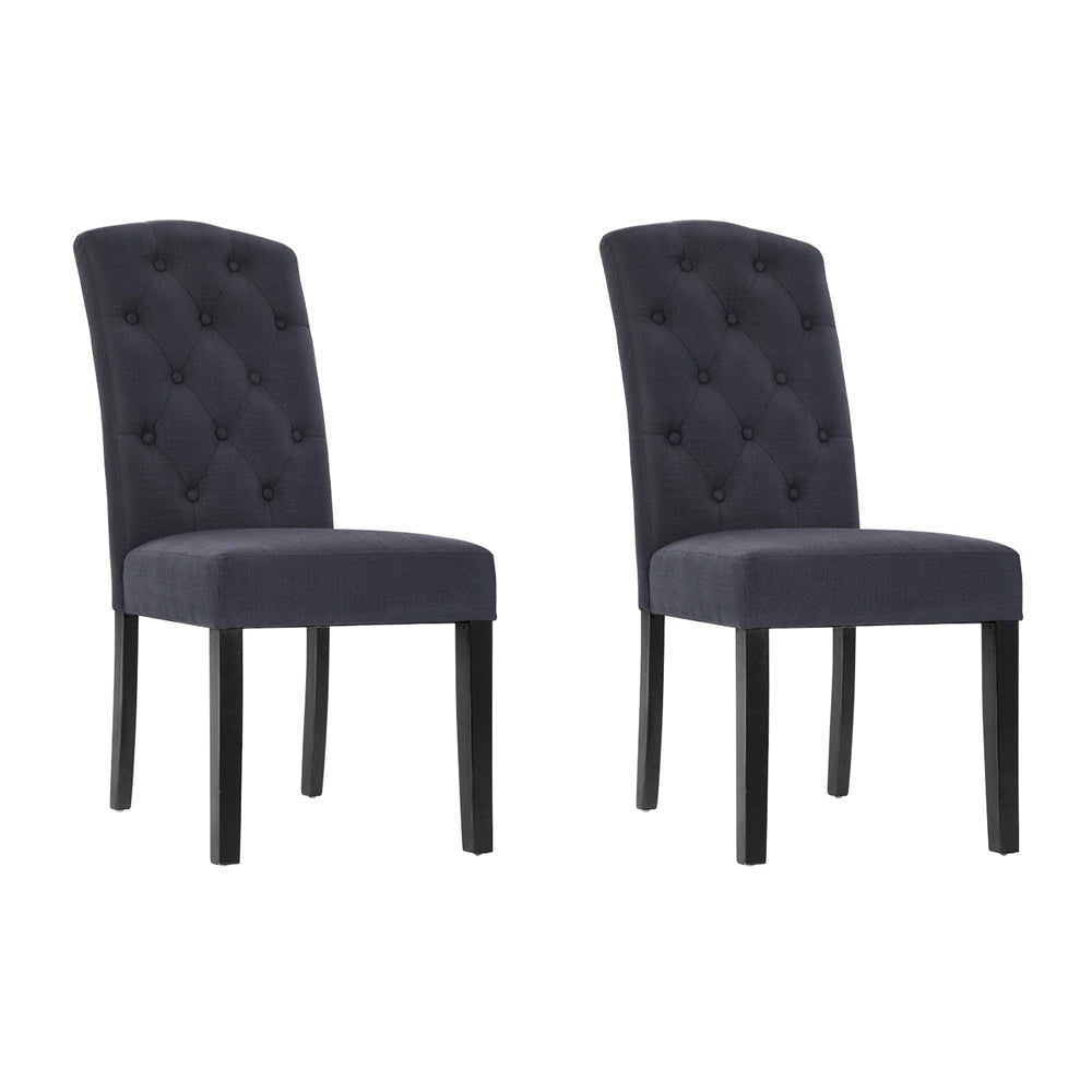 Dining Set: Artiss Dining Chairs Set of 2 Linen Parsons Chair Dark Grey