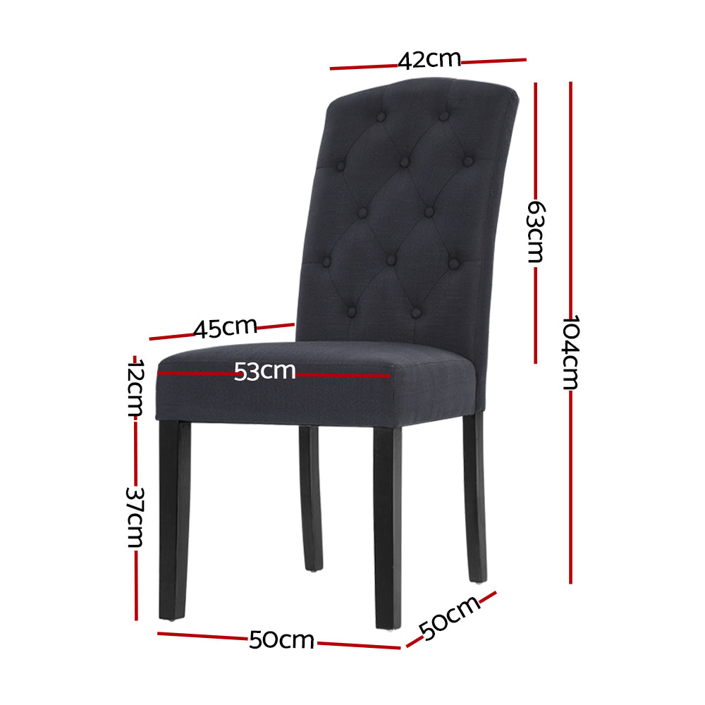 Dining Set: Artiss Dining Chairs Set of 2 Linen Parsons Chair Dark Grey