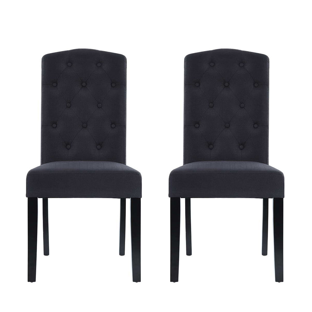 Dining Set: Artiss Dining Chairs Set of 2 Linen Parsons Chair Dark Grey