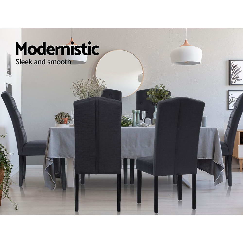 Dining Set: Artiss Dining Chairs Set of 2 Linen Parsons Chair Dark Grey