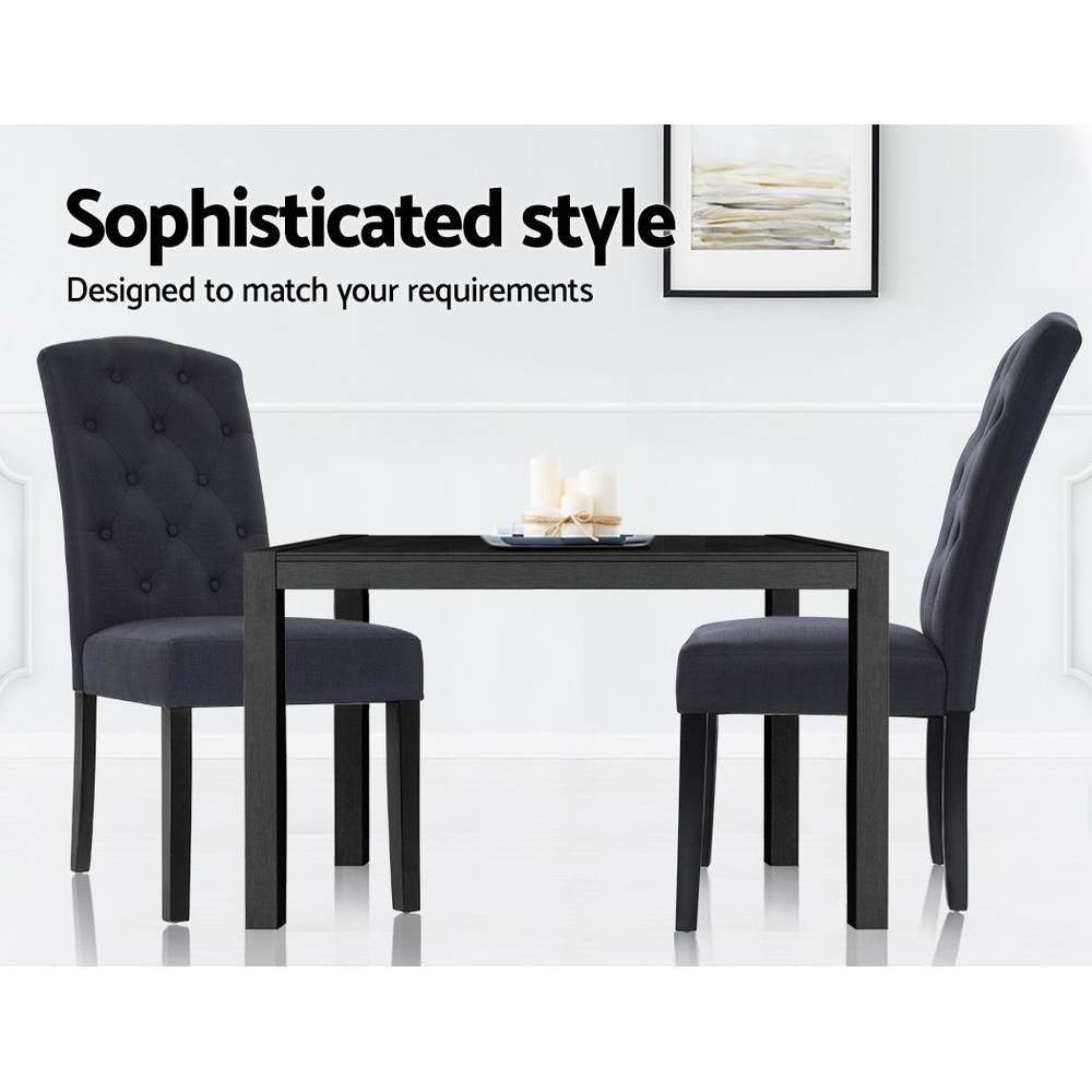 Dining Set: Artiss Dining Chairs Set of 2 Linen Parsons Chair Dark Grey
