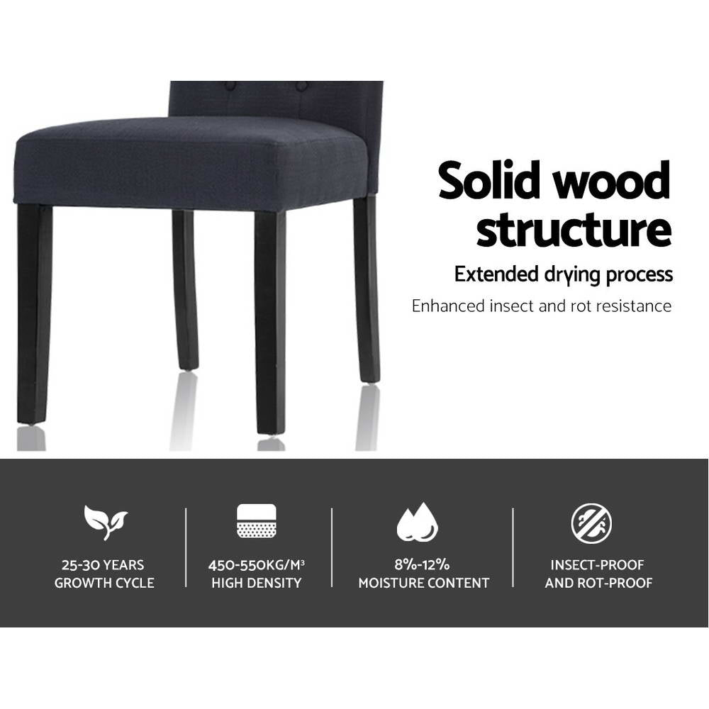 Dining Set: Artiss Dining Chairs Set of 2 Linen Parsons Chair Dark Grey