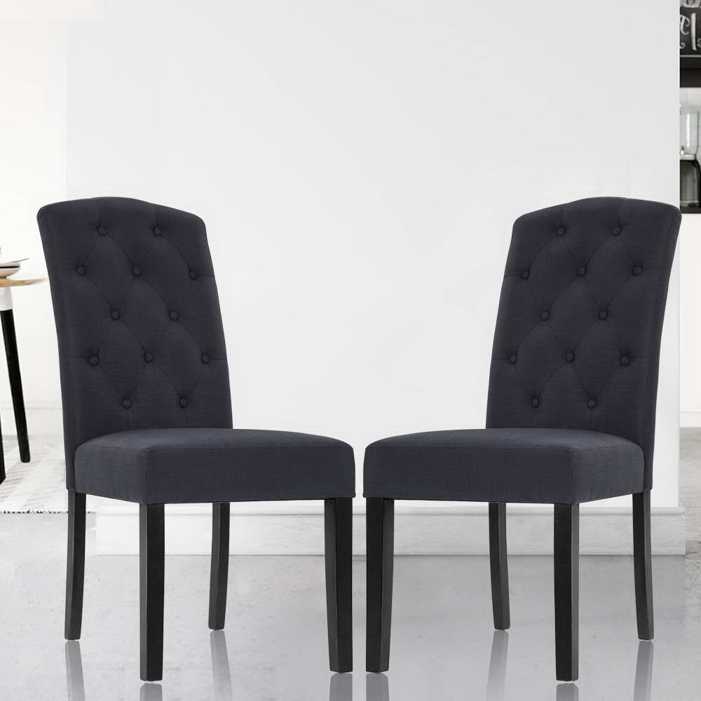 Dining Set: Artiss Dining Chairs Set of 2 Linen Parsons Chair Dark Grey