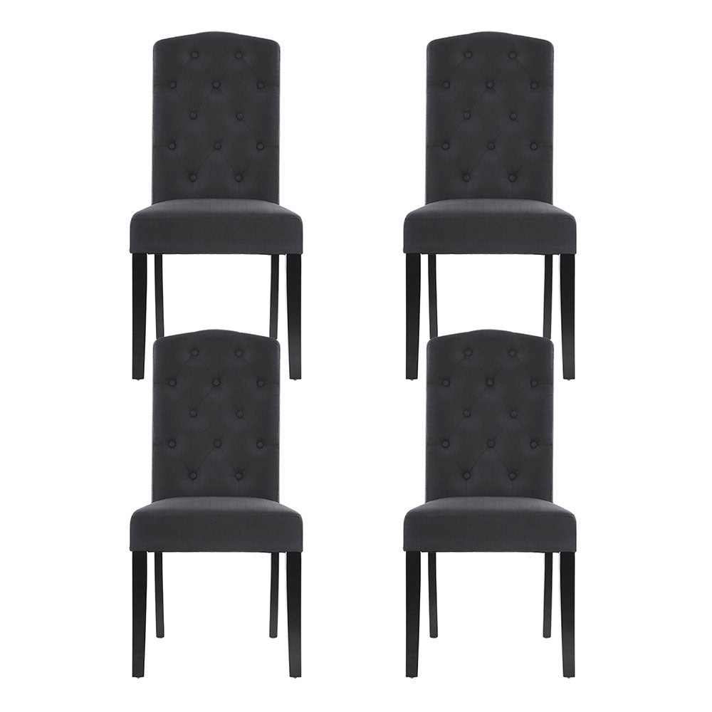 Kitchen & Dining Chairs: Artiss Dining Chairs Set of 4 Linen Parsons Chair Dark Grey