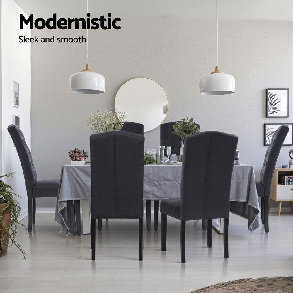 Kitchen & Dining Chairs: Artiss Dining Chairs Set of 4 Linen Parsons Chair Dark Grey