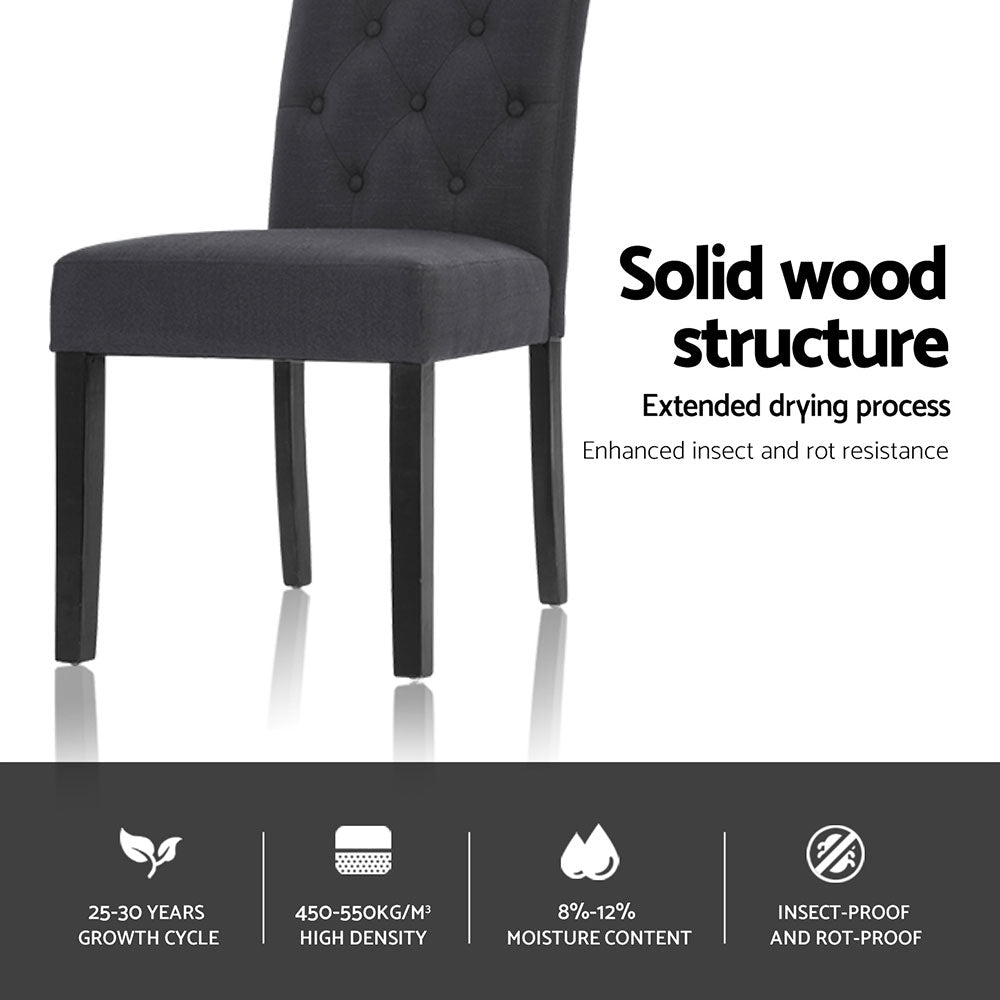 Kitchen & Dining Chairs: Artiss Dining Chairs Set of 4 Linen Parsons Chair Dark Grey