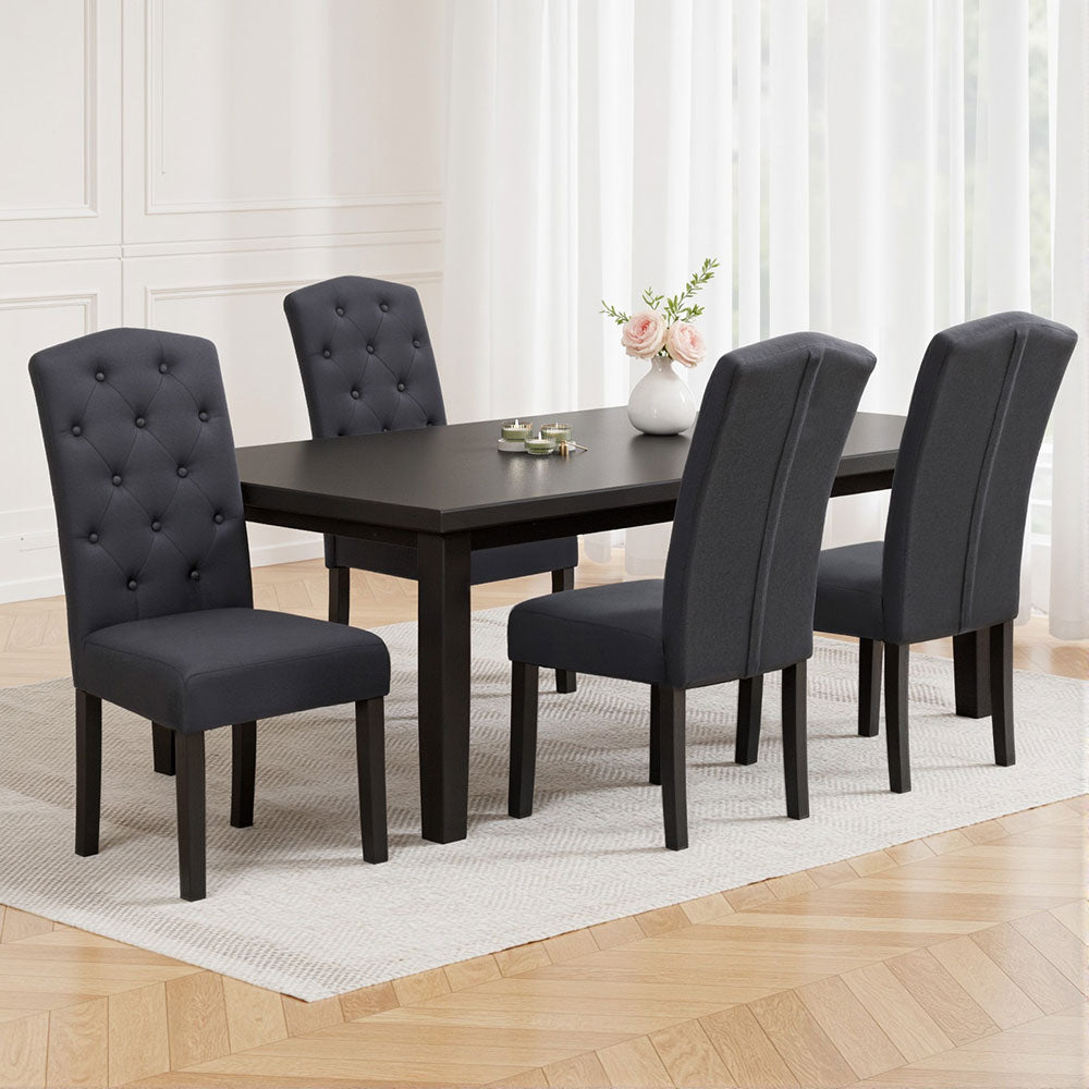 Kitchen & Dining Chairs: Artiss Dining Chairs Set of 4 Linen Parsons Chair Dark Grey