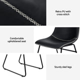 Artiss 2x Dining Chairs Retro PU Leather Kitchen Lounge Cafe Accent Chair Black