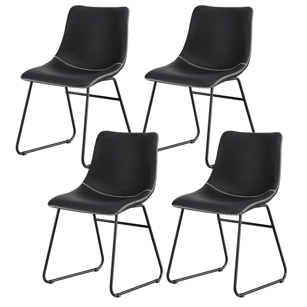 Kitchen & Dining Chairs: Artiss 4x Dining Chairs Retro PU Leather Kitchen Lounge Cafe Accent Chair Black