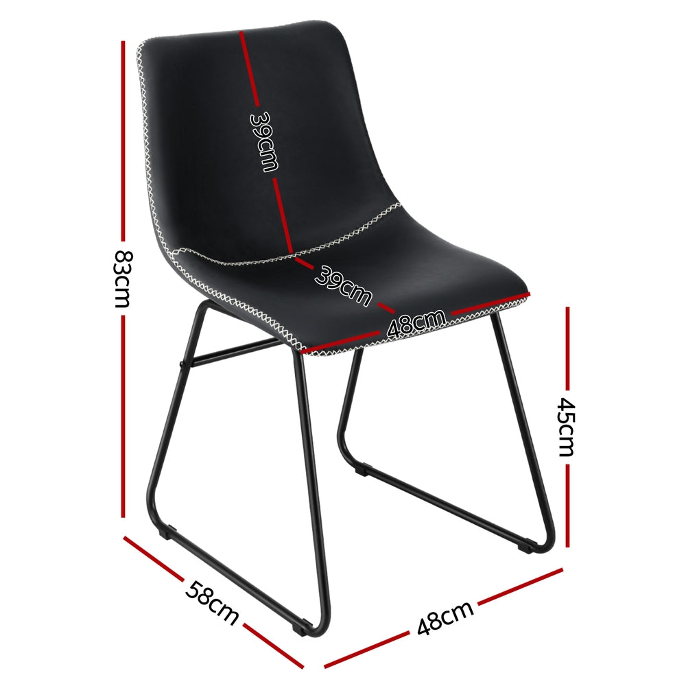 Kitchen & Dining Chairs: Artiss 4x Dining Chairs Retro PU Leather Kitchen Lounge Cafe Accent Chair Black