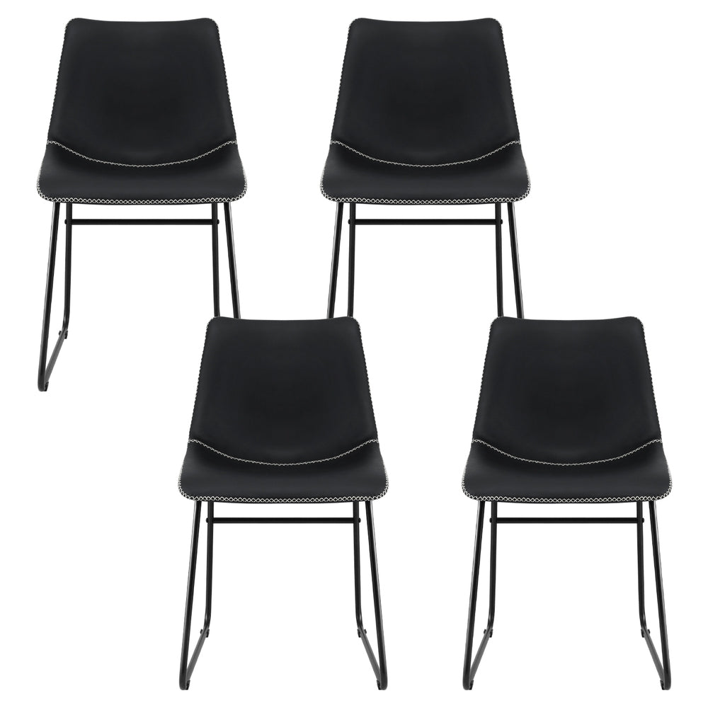 Kitchen & Dining Chairs: Artiss 4x Dining Chairs Retro PU Leather Kitchen Lounge Cafe Accent Chair Black