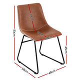 Artiss 2x Dining Chairs Retro PU Leather Kitchen Lounge Cafe Accent Chair Brown