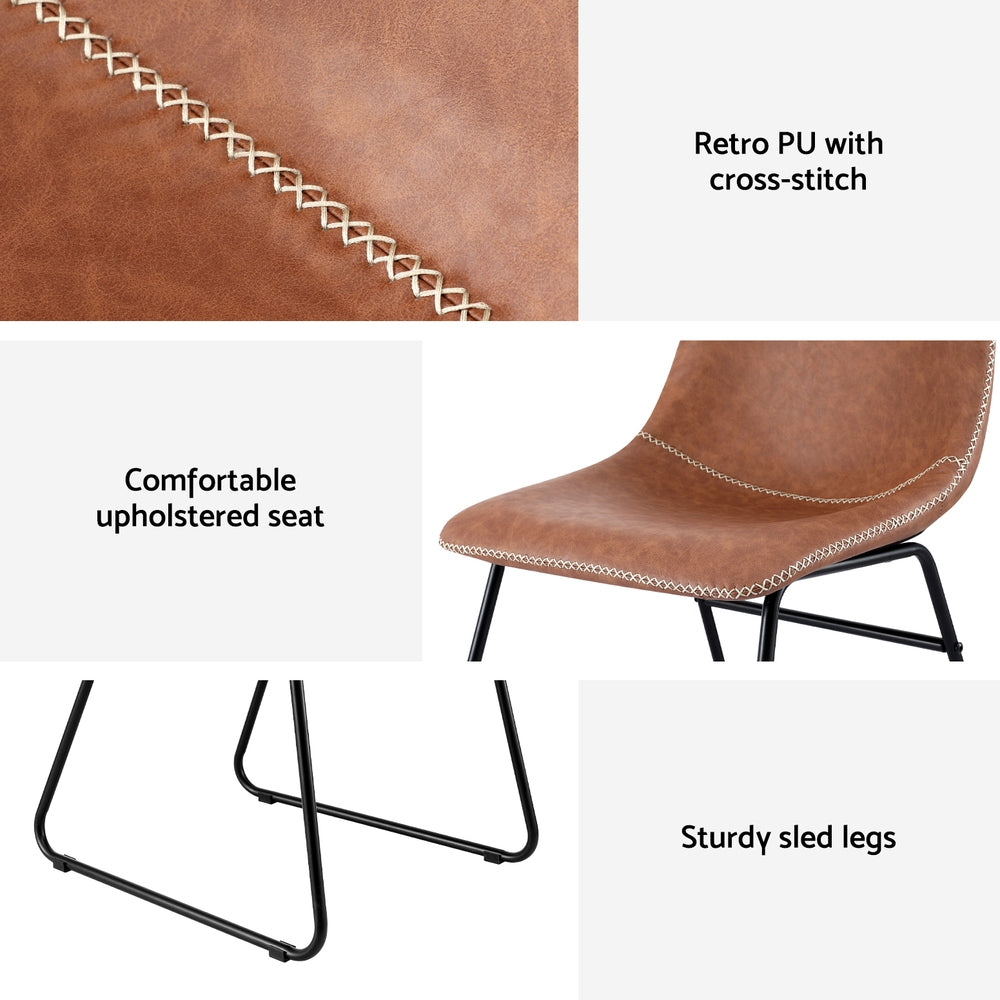 Kitchen & Dining Chairs: Artiss 4x Dining Chairs Retro PU Leather Kitchen Lounge Cafe Accent Chair Brown