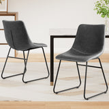 Artiss 2x Dining Chairs Retro PU Leather Kitchen Lounge Cafe Accent Chair Grey