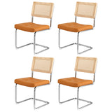 Artiss Dining Chairs Set of 4 PU Leather Rattan Cantilever Brown