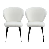 Artiss 2x Dining Chairs Sherpa Boucle Wing Back White