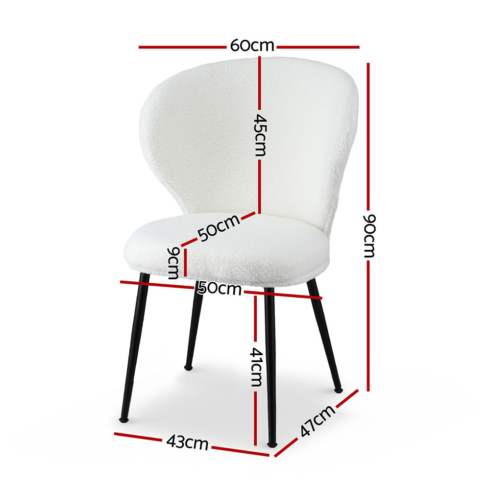 Kitchen & Dining Chairs: Artiss 4x Dining Chairs Sherpa Boucle Wing Back White