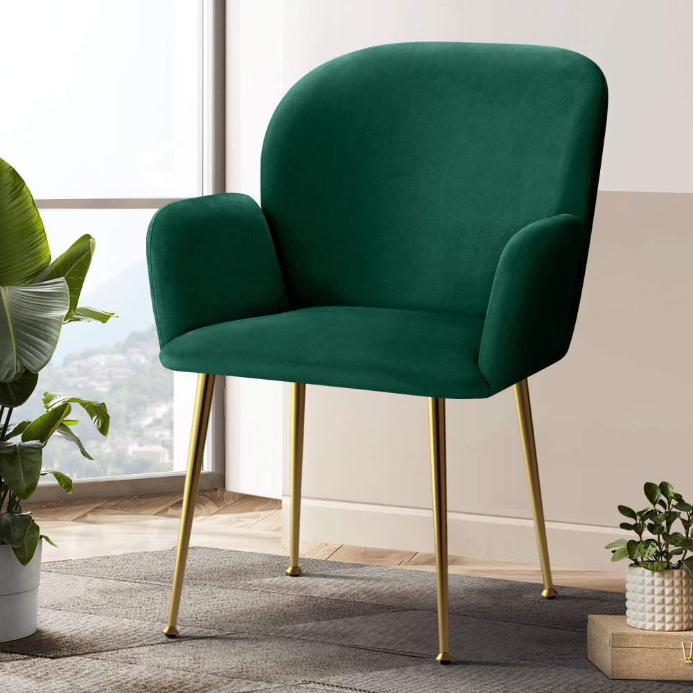 Dining Set: Artiss Dining Chairs Set of 2 Velvet Armchair Green