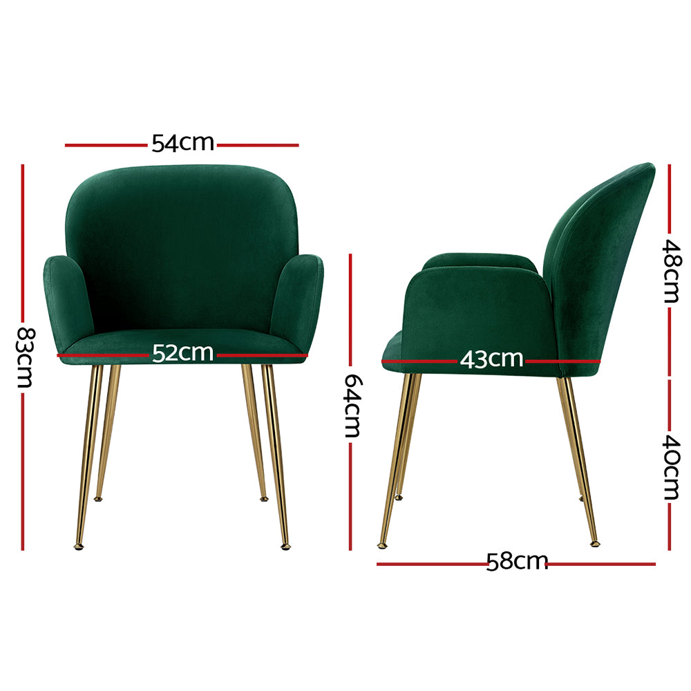 Dining Set: Artiss Dining Chairs Set of 2 Velvet Armchair Green