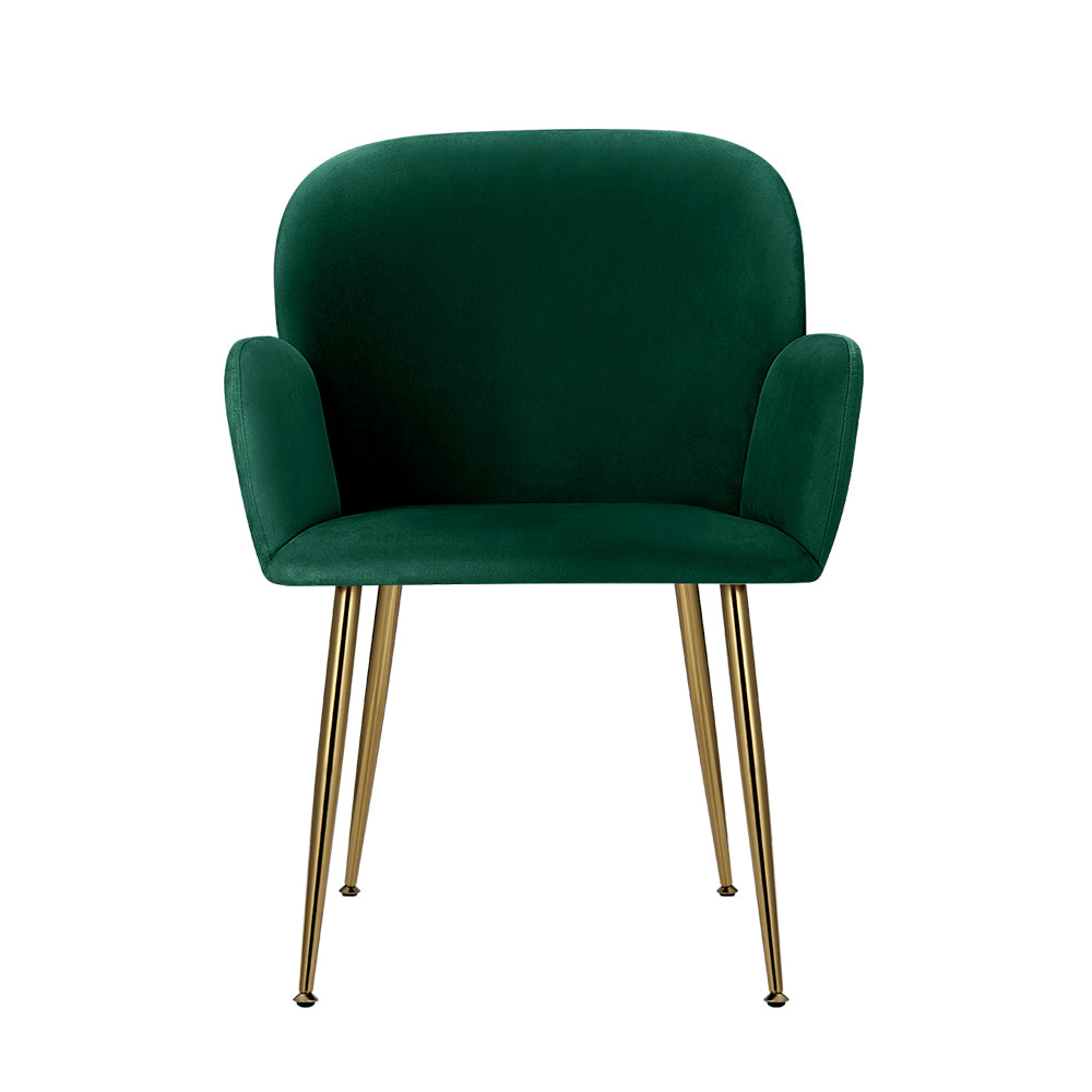 Dining Set: Artiss Dining Chairs Set of 2 Velvet Armchair Green