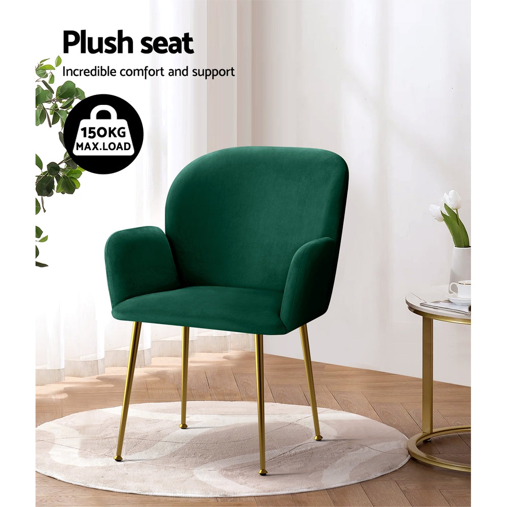 Dining Set: Artiss Dining Chairs Set of 2 Velvet Armchair Green
