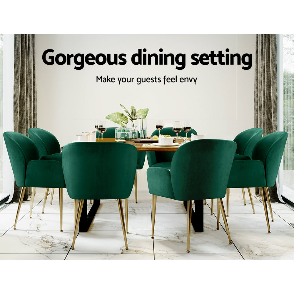 Dining Set: Artiss Dining Chairs Set of 2 Velvet Armchair Green