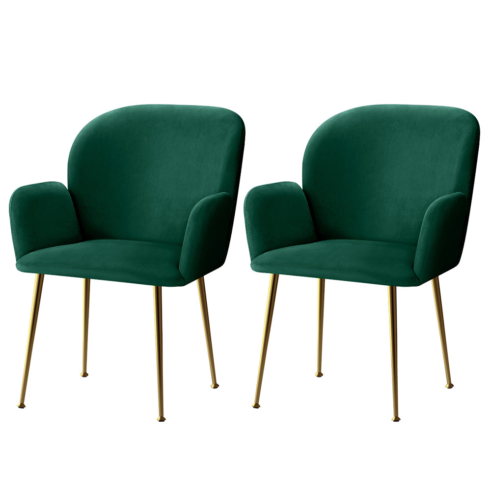 Dining Set: Artiss Dining Chairs Set of 2 Velvet Armchair Green
