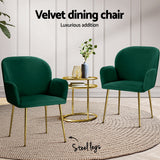 Kitchen & Dining Chairs: Artiss Dining Chairs Set of 4 Velvet Armchair Green