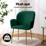 Kitchen & Dining Chairs: Artiss Dining Chairs Set of 4 Velvet Armchair Green