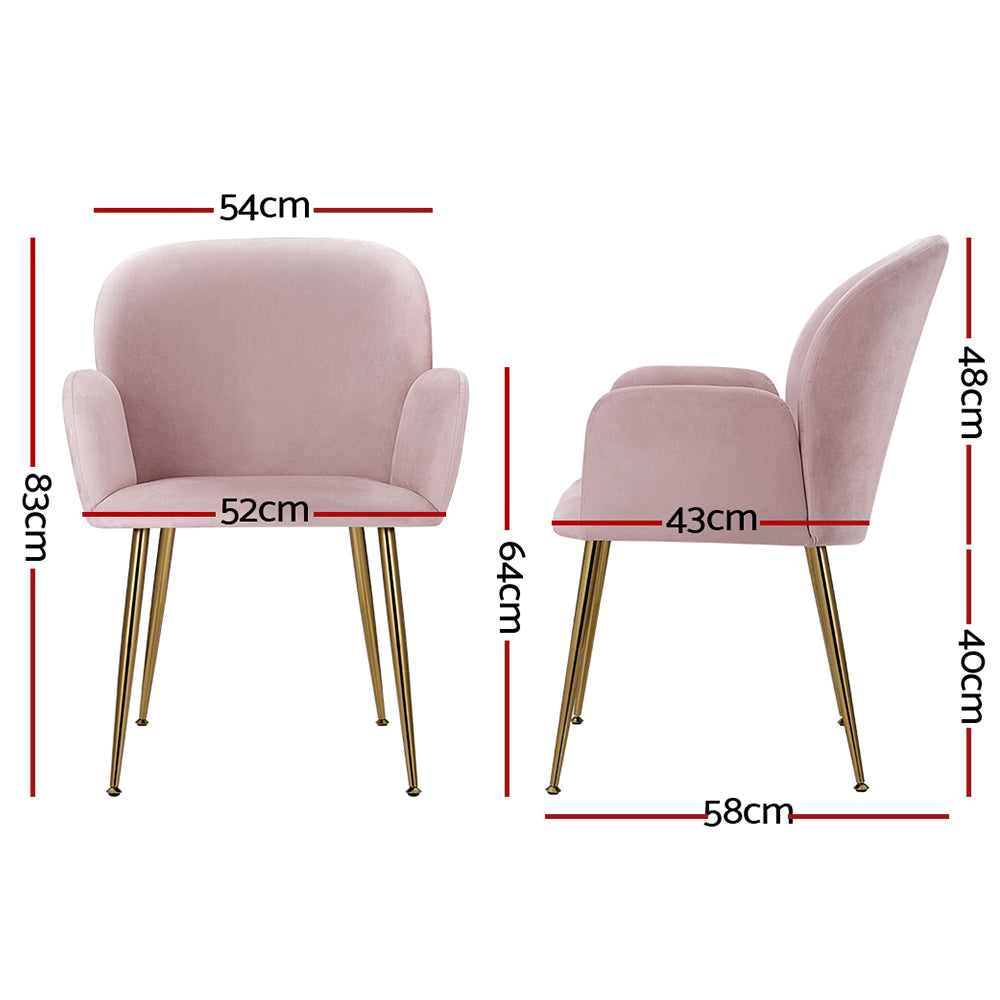 Dining Set: Artiss Dining Chairs Set of 2 Velvet Armchair Pink