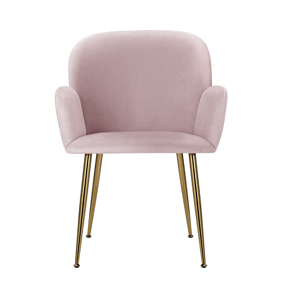 Dining Set: Artiss Dining Chairs Set of 2 Velvet Armchair Pink