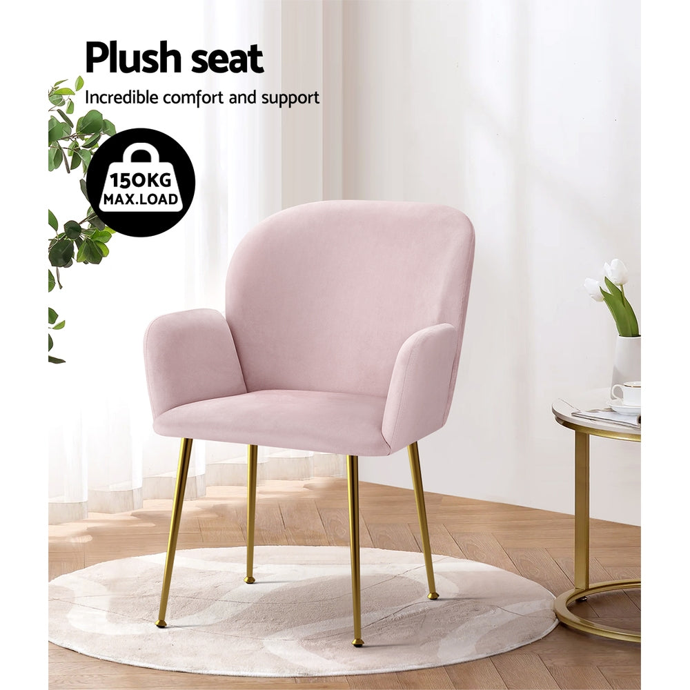Dining Set: Artiss Dining Chairs Set of 2 Velvet Armchair Pink