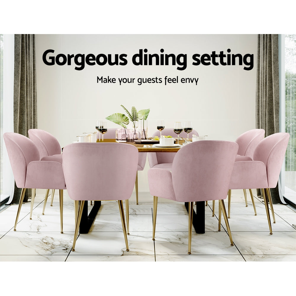 Dining Set: Artiss Dining Chairs Set of 2 Velvet Armchair Pink