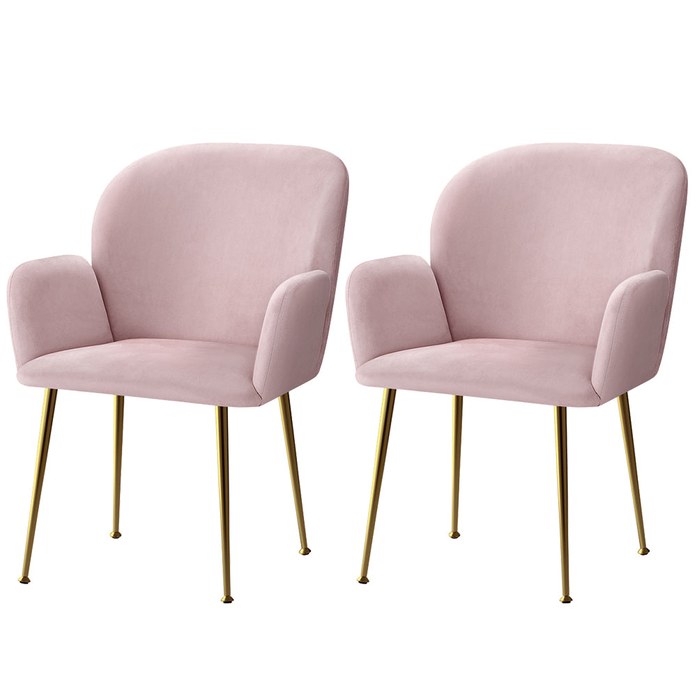Dining Set: Artiss Dining Chairs Set of 2 Velvet Armchair Pink
