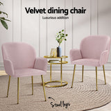 Kitchen & Dining Chairs: Artiss Dining Chairs Set of 4 Velvet Armchair Pink