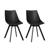 Table & Bar Stools: Artiss Dining Chairs Set of 2 PU Leather Plastic Metal Black