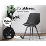 Table & Bar Stools: Artiss Dining Chairs Set of 2 PU Leather Plastic Metal Black