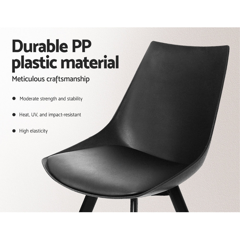 Table & Bar Stools: Artiss Dining Chairs Set of 2 PU Leather Plastic Metal Black