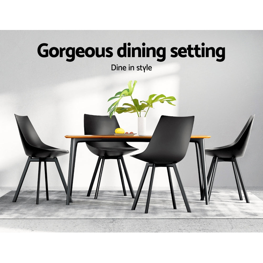 Table & Bar Stools: Artiss Dining Chairs Set of 2 PU Leather Plastic Metal Black
